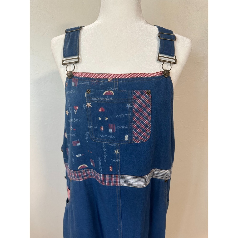 Vintage Koret City Overall Dress Size 12 Maxi 4th of July USA Watermelon Teacher - Picture 11 of 14